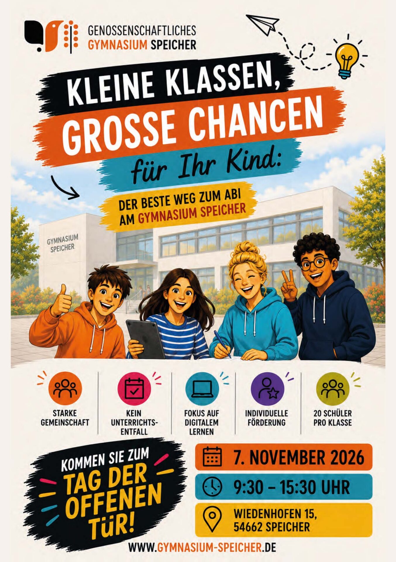 Gymnasium Speicher Tag der offenen Tür 07.11.2026