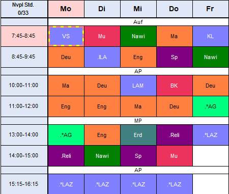 GGS Beispiel Stundenplan für die Orientierungsstufe