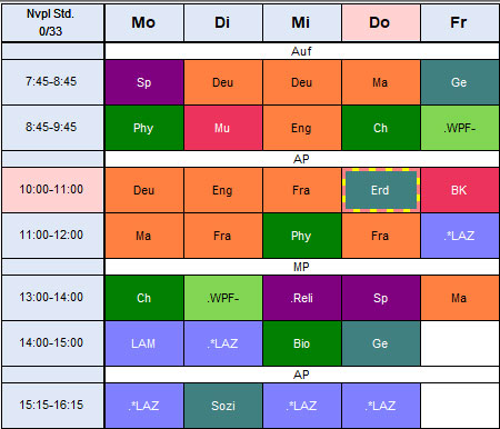 GGS Beispiel Stundenplan für die Mittelstufe